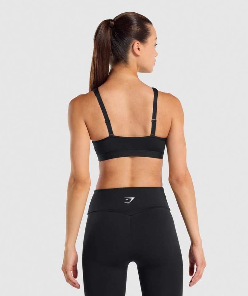 Staniki Sportowe Gymshark Scoop Neck Damskie Czarne | PL 463KNX